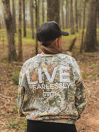 Worship Boldly Puff Print Camo Crew