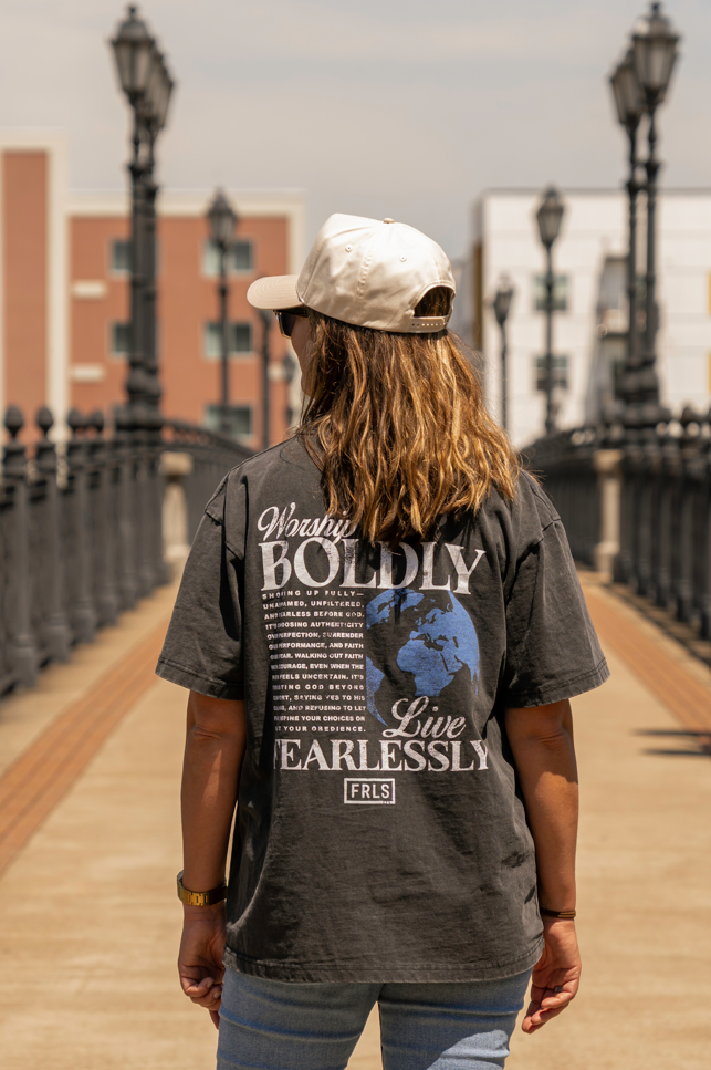 Worship Boldly Live Fearlessly Tee - Vintage Black