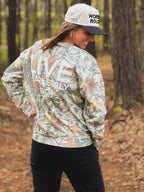 Worship Boldly Puff Print Camo Crew