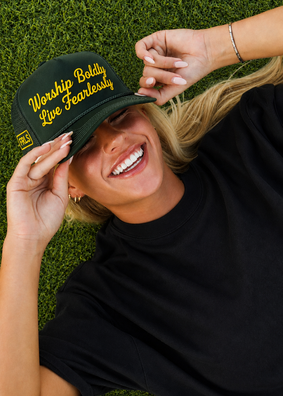 'Worship Boldly Live Fearlessly' Green Hat