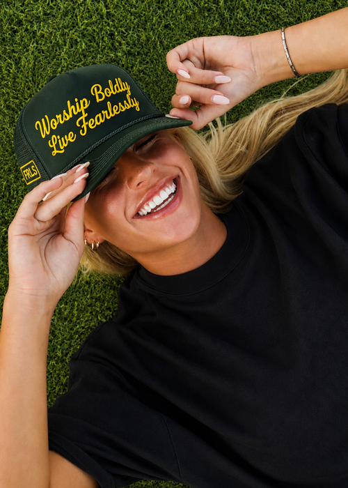 'Worship Boldly Live Fearlessly' Green Hat