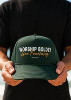 'Worship Boldly. Live Fearlessly.' Green Hat