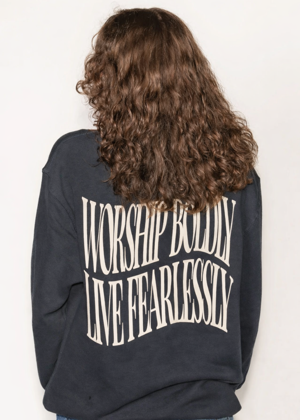 Worship Boldly Navy Puff Paint Crew