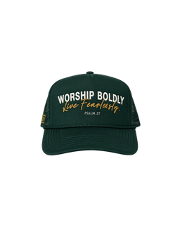 'Worship Boldly. Live Fearlessly.' Green Hat