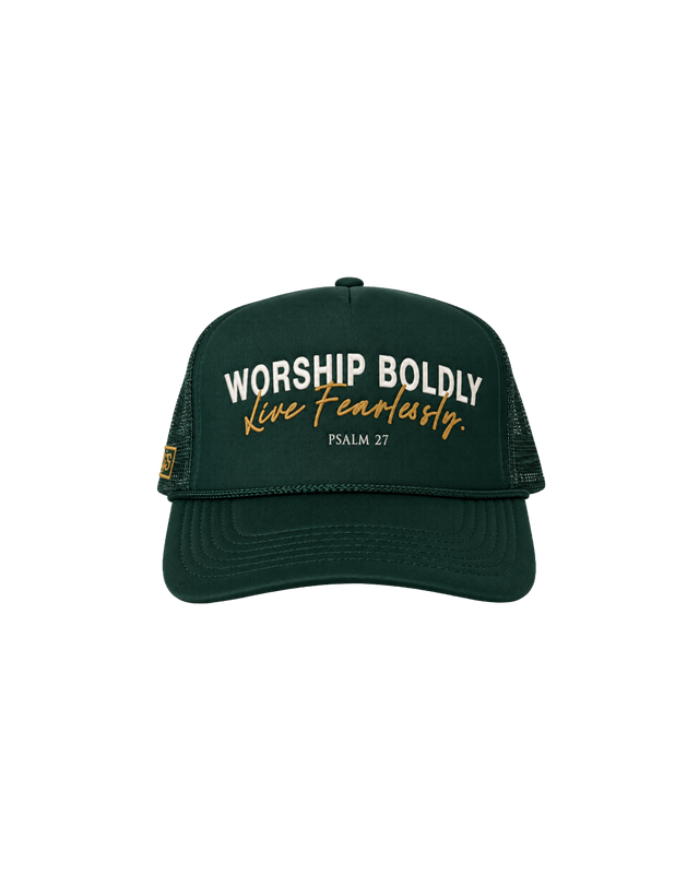 'Worship Boldly. Live Fearlessly.' Green Hat