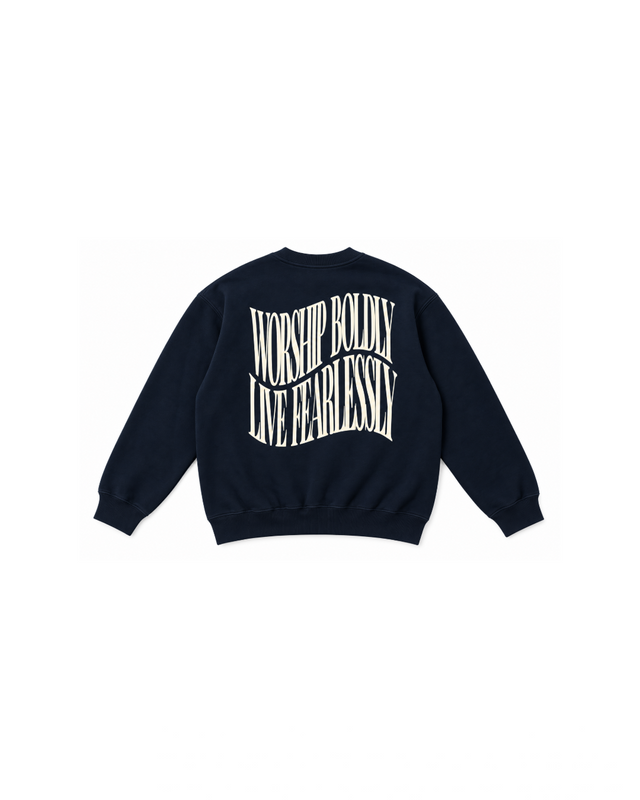 Worship Boldly Navy Puff Paint Crew