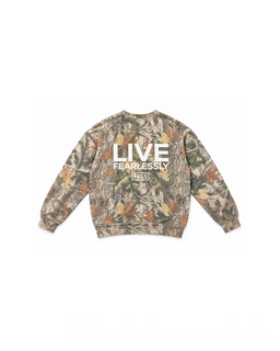 Worship Boldly Puff Print Camo Crew