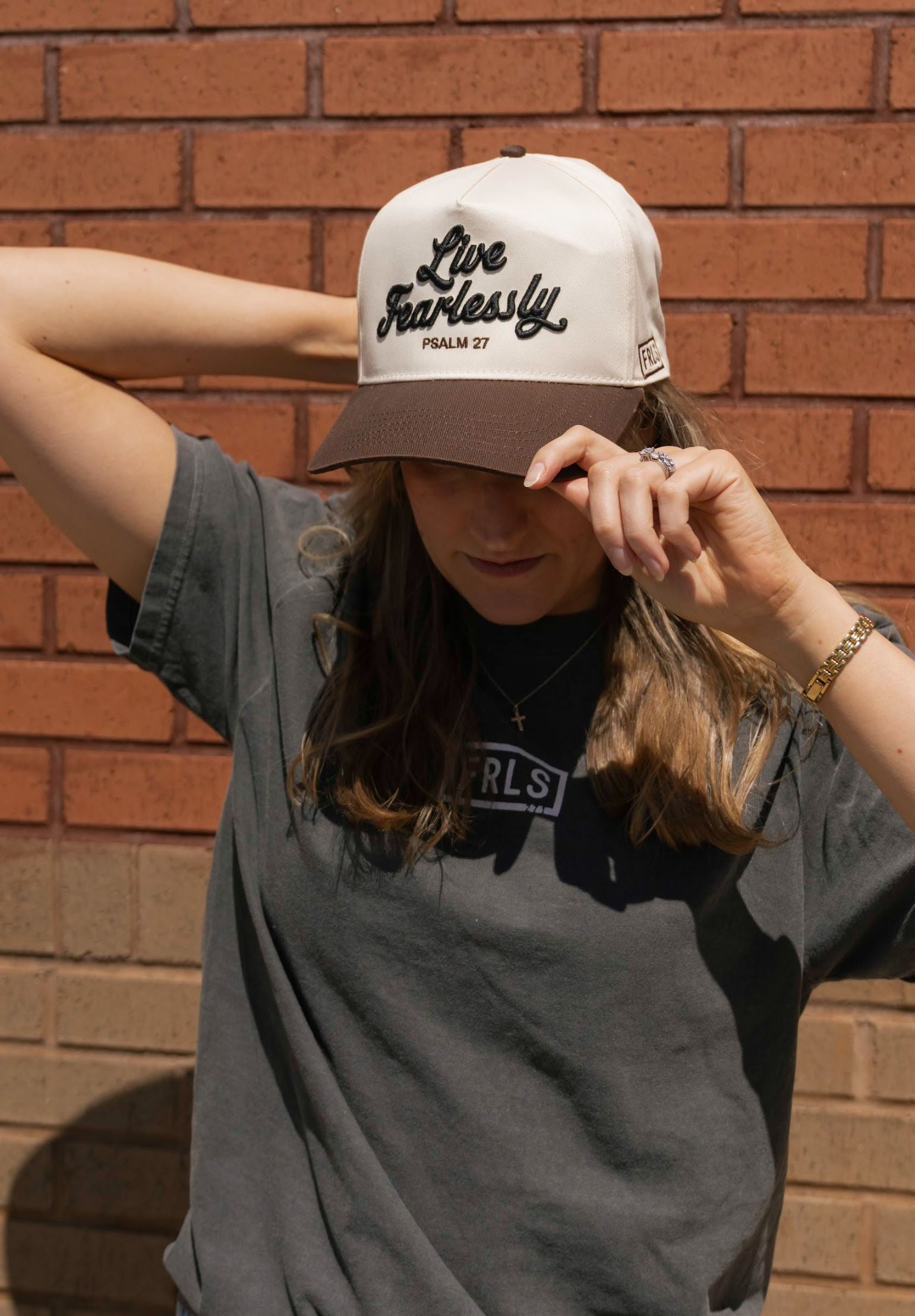 'Live Fearlessly' Cream Hat