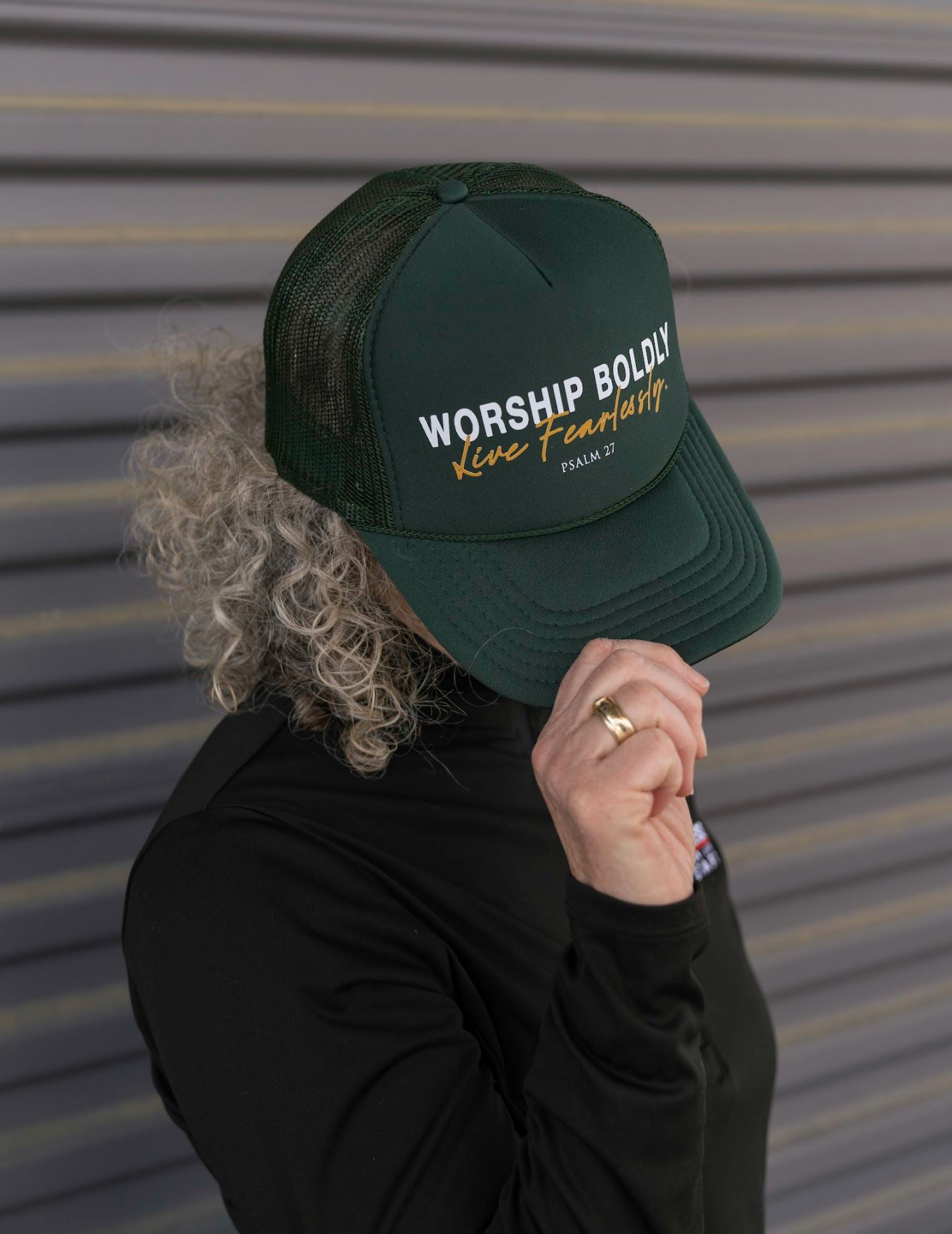 'Worship Boldly. Live Fearlessly.' Green Hat