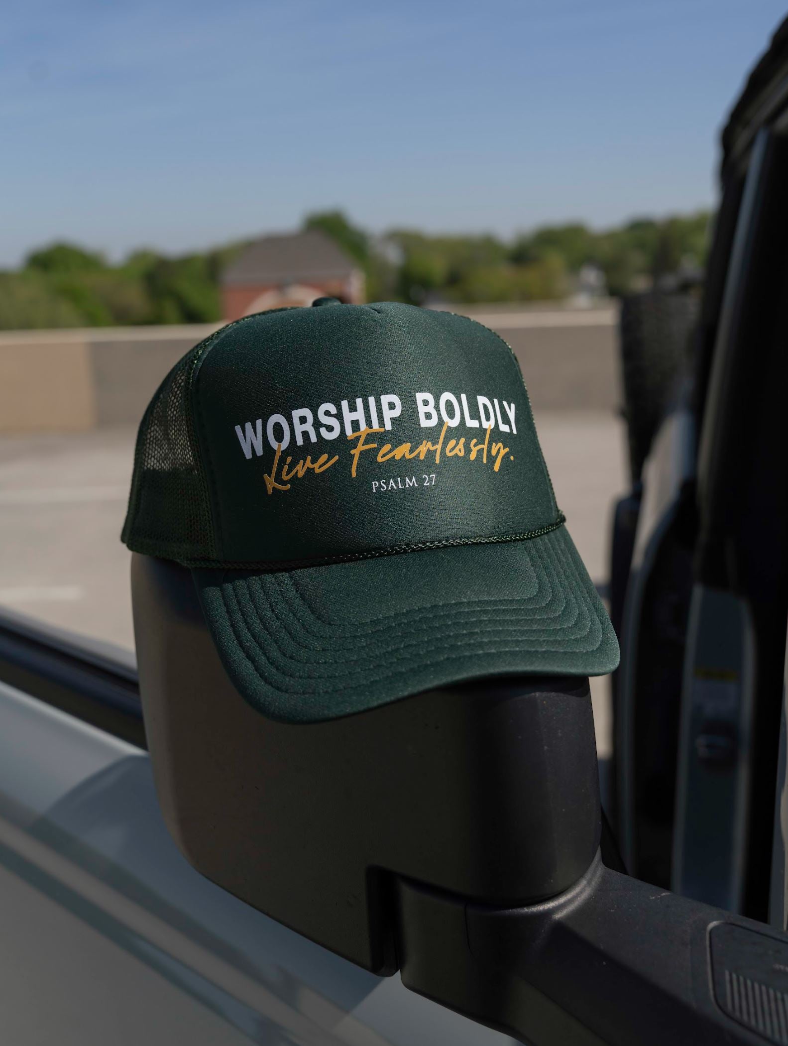 'Worship Boldly. Live Fearlessly.' Green Hat