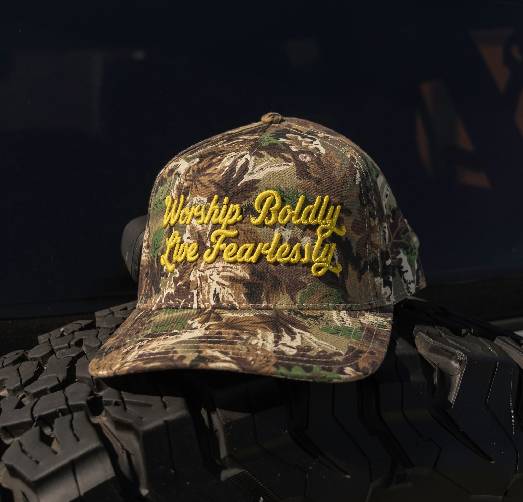 'Worship Boldly Live Fearlessly' Camo Hat